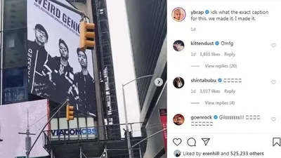 Baliho besar bergambar grup Weird Genius terpampang di Time Square New York [Instagram]