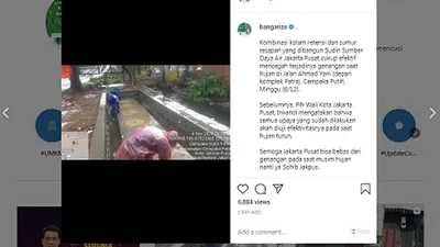 Ariza mengunggah video kombinasi pembangunan kolam retensi dan sumur resapan di Jakarta Pusat/dok: Instagram @bangariza