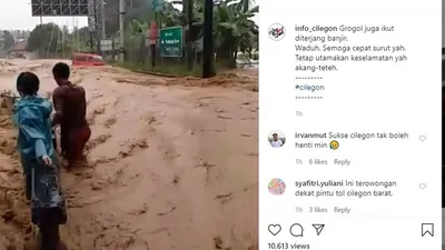 Unggahan video banjir bandang yang menerjang Cilegon, Senin 4 Mei 2020. (instagram: @info_cilegon).