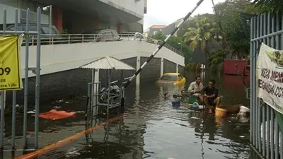 Banjir di Perumahan Green Ville, Jakarta Barat. (Tempo.co/Lani Diana)