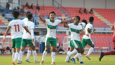 Pemain Timnas U-19 merayakan gol ke gawang Qatar dalam partai uji coba di Stadion SRC Mladost, Cakovec, Kroasia, Kamis (17/9/2020). (dok PSSI)