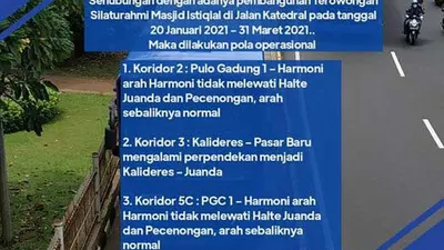 PT Transportasi Jakarta menginformasikan akan dilakukan pola operasional terkait pembangunan Terowongan Silaturahmi Masjid Istiqlal/dok: Facebook Busway Fans Club