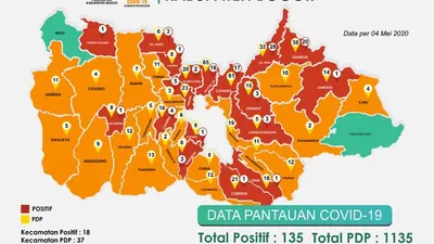 Peta sebaran Covid-19 Kabupaten Bogor. (dok)