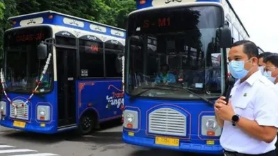 Pemerintah Kota (Pemkot) Tangerang melaunching Bus Rapid Transit (BRT) Kota Tangerang koridor 4 dengan jumlah 9 unit bus yang dioperasionalkan. (Foto: via Bantennews.co.id)