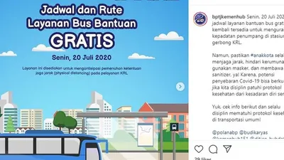 jadwal bus gratis dari BPTJ menuju Jakarta/ instagram: @bptjkemenhub