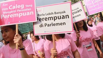 Ilustrasi - aksi damai kaum perempuan mendukung pemenuhan kuota 30 persen perempuan di parlemen RI/Tempo.co