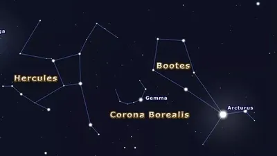 Ilustrasi fenomena langit di kawasan hemisfer utara, Corona Borealis