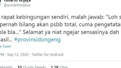 Cuitan Yunanto ini pada Minggu (13/9/2020) telah menembus 1.000 retweets.