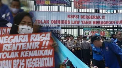 ilustrasi demo menolak UU Cipta Kerja/ Suara.com