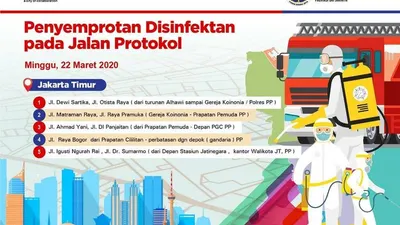Petugas Sudin Damkar Jaktim melakukan penyemprotan disinfektan di permukiman warga (dok: beritajakarta.id)