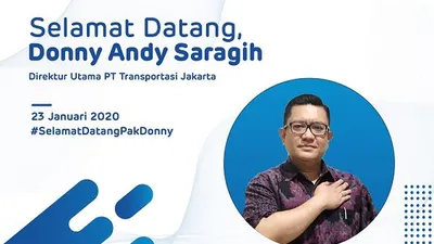 Poster ucapan selamat datang di media sosial PT Transjakarta setelah penunjukan Donny Andy Saragih sebagai Direktur Utama.