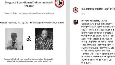 dokter senior wafat karena virus corona. (Instagram/@ikatandokterindonesia)