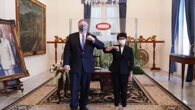 Menteri Luar Negeri, Retno Marsudi saat bertemu Menteri Luar Negeri AS, Mike Pompeo, pagi ini. (dok Humas Kemlu)
