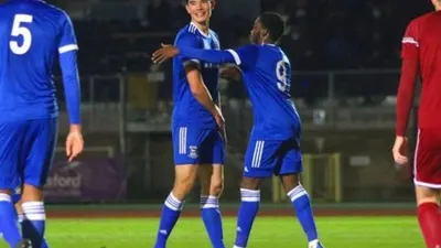 Bek Timnas Indonesia U-19, Elkan Baggott, mencetak satu gol saat Ipswich Town menang 5-0 atas Chelmsford City di ajang FA Youth Cup, Selasa (24/11/2020). (Dok. Ipswich Town).