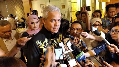Gubernur Jawa Tengah, Ganjar Pranowo, usai menghadiri diskusi publik bertajuk 