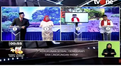 Calon Wakil Wali Kota Depok, Imam Budi Hartono saat debat dengan rivalnya, Afifah Alia/dok: ist
