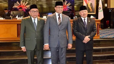 Gubernur Anies Baswedan bersama Pimpinan DPRD DKI. (instagram/DPRD DKI)