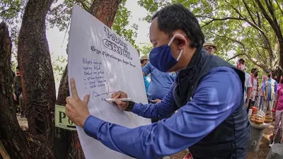 Wali Kota Bogor Bima Arya saat memberikan pesan dan kesan di wisata alam Katalumpa/ dok