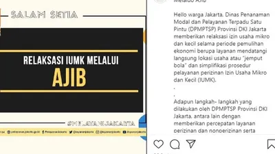 DPM PTSP DKI Jakarta target terbirkan 84 ribu IUMK/ INstagram: @layanan jakarta