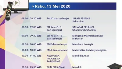Jadwal Belajar dari Rumah TVRI Rabu 13 Mei 2020. (Twitter TVRI)