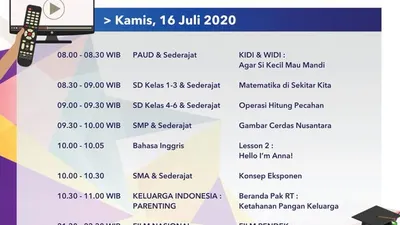 Jadwal Belajar dari Rumah TVRI Kamis 16 Juli 2020. (Twitter TVRI)