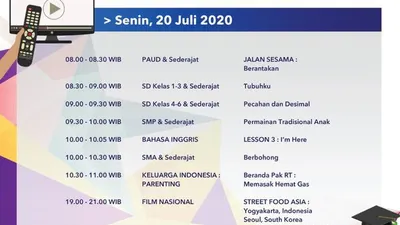 Jadwal Belajar dari Rumah TVRI Senin 20 Juli 2020. (Twitter TVRI)