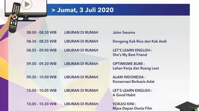 Jadwal Belajar dari Rumah TVRI Jumat 3 Juli 2020. (Twitter TVRI)