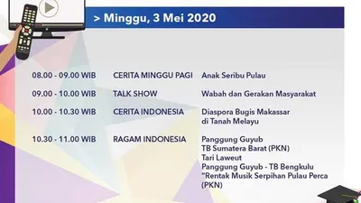 Jadwal Belajar dari Rumah TVRI Minggu, 3 Mei 2020. (Twitter TVRI)