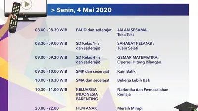 Jadwal Belajar dari Rumah TVRI Senin 4 Mei 2020. (Twitter TVRI)