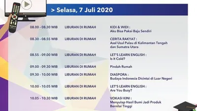 Jadwal Belajar dari Rumah TVRI Selasa 7 Juli 2020. (Twitter TVRI)