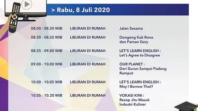 Jadwal Belajar dari Rumah TVRI Rabu 8 Juli 2020. (Twitter TVRI)