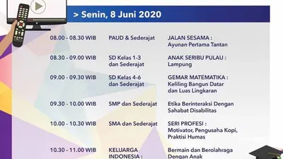 Jadwal Belajar dari Rumah TVRI Senin 8 Juni 2020. (Twitter TVRI)