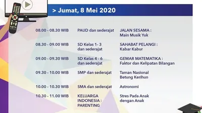 Jadwal Belajar dari Rumah TVRI Jumat 8 Mei 2020. (Twitter TVRI)