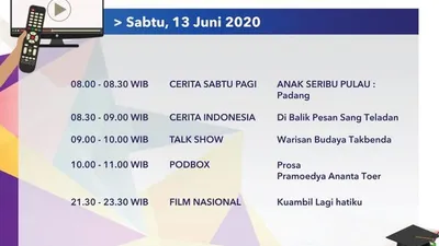 Jadwal Belajar dari Rumah TVRI, Sabtu 13 Juni 2020