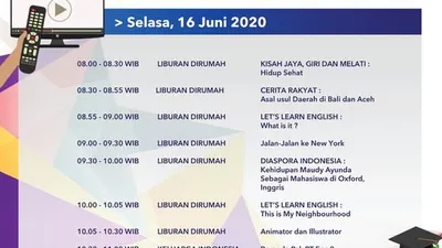 Jadwal Belajar dari Rumah TVRI Selasa 16 Juni 2020. (Twitter TVRI)