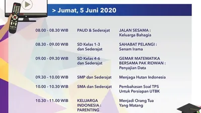 Jadwal Belajar dari Rumah TVRI Jumat 5 Juni 2020. (Twitter TVRI)