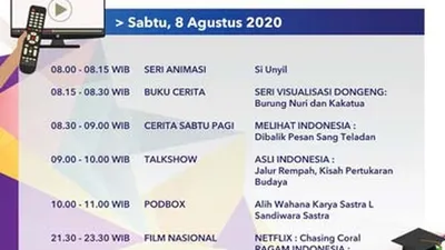 Jadwal Belajar dari Rumah TVRI Sabtu 8 Agustus 2020. (Twitter TVRI)