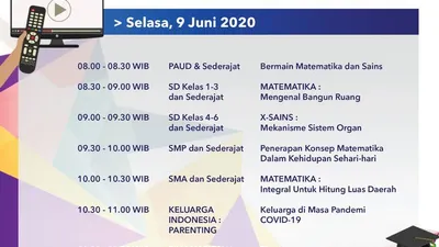 Jadwal Belajar dari Rumah TVRI Selasa 9 Juni 2020. (Twitter TVRI)