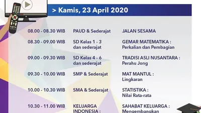 Jadwal Belajar dari Rumah TVRI Kamis 23 April 2020. (Twitter TVRI)