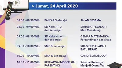 Jadwal Belajar dari Rumah TVRI Jumat 24 April 2020. (Twitter TVRI)