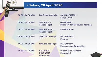 Jadwal Belajar dari Rumah TVRI Selasa 28 April 2020. (Twitter TVRI)