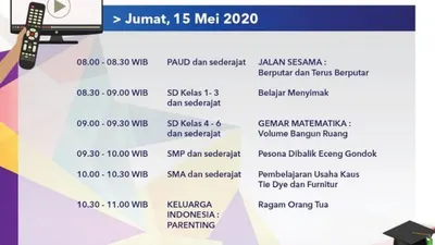 Jadwal Belajar di Rumah TVRI, Jumat 15 Mei (twitter: @TVRINasional)