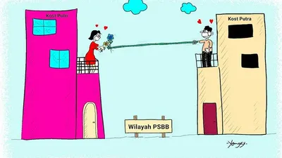 [Ilustrasi] Jaga Jarak, Tapi Cinta Tetap Dekat saat PSBB (Ayosemarang.com/karya Sui Khiong)