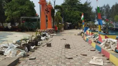Proses pembangunan jalan tiga dimensi di Pulau Pramuka/pulauseribu.jakarta.go.id