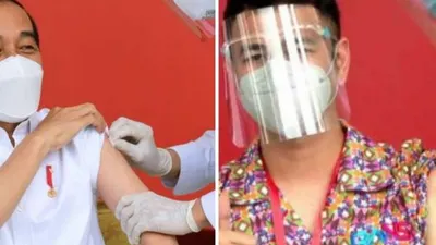 Jokowi dan Raffi Ahmad Disuntik Vaksin Covid-19. (Dok: Kolasi foto Sekretariat Presiden)