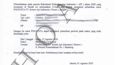 Informasi bohong rekrutmen PT KAI.  (dok KAI)