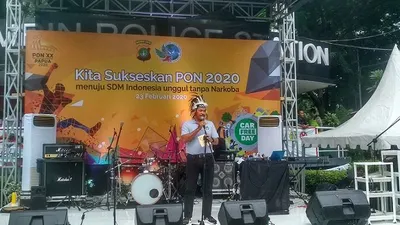 Kapolda Metro Jaya, Irjen Nana Sudjana saat  kampanye bahaya narkoba bertajuk 'Bersama Lawan Narkoba, Menuju Jakarta Zero Narkotic' di Bundaran HI, Jakarta Pusat,   Minggu (23/2/2020). (Ayojakarta.com/Hendy Dinata)