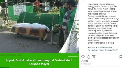 Portal kampung memakai keranda & mayat pocong (Instagram).