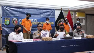 Polri gelar konferensi pers penetapan 10 tersangka pelaku perusakan dan penjarahan gedung ESDM/dok: ist