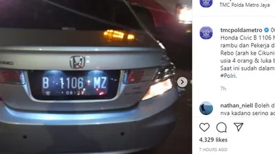 Kecelakaan di Tol JORR tewaskan 4 pekerja jalan tol. instagram: @tmcpoldametro